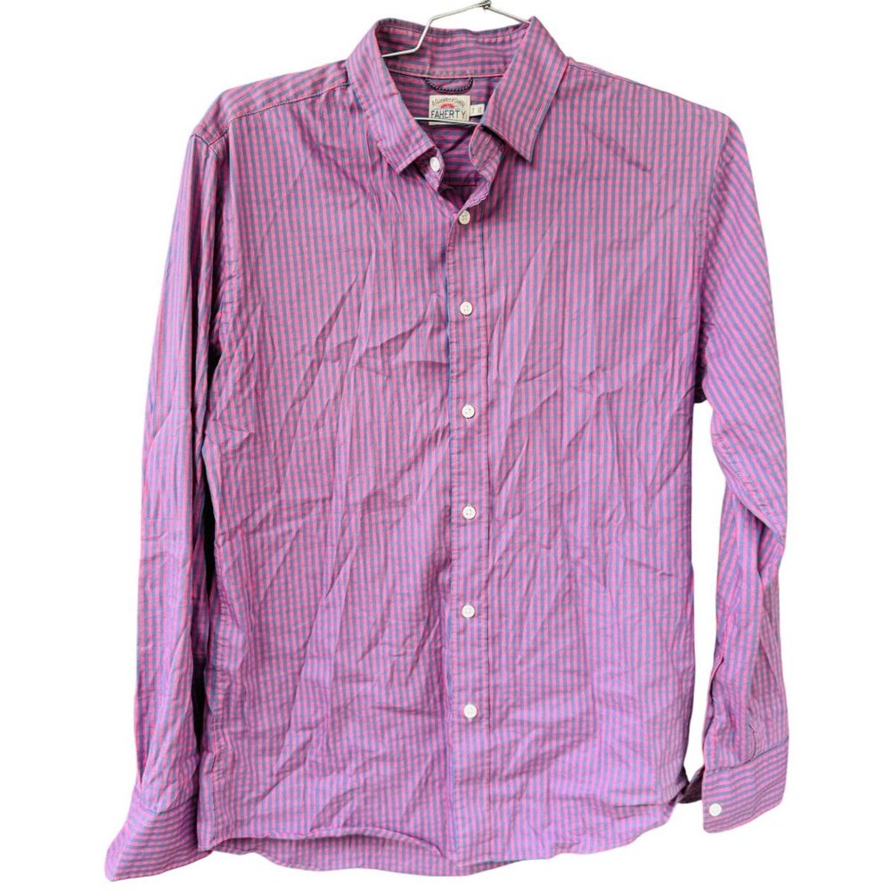 Faherty Men’s M Pink / Blue Striped Long Sleeve Button Down Shirt 100% Cotton